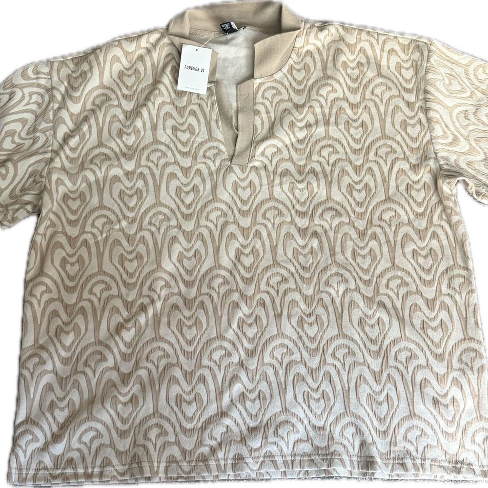 Forever 21 Beige Patterned Polo Shirt